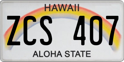 HI license plate ZCS407