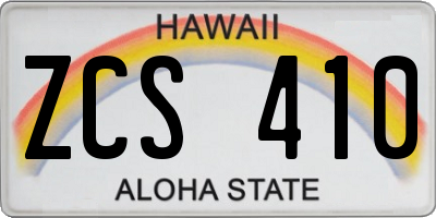 HI license plate ZCS410