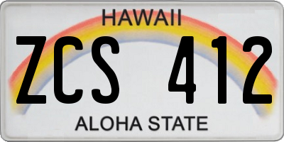 HI license plate ZCS412