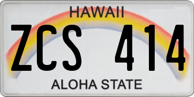 HI license plate ZCS414