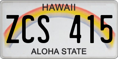 HI license plate ZCS415