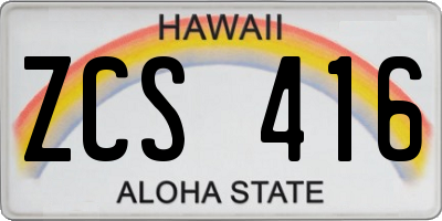 HI license plate ZCS416
