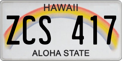 HI license plate ZCS417