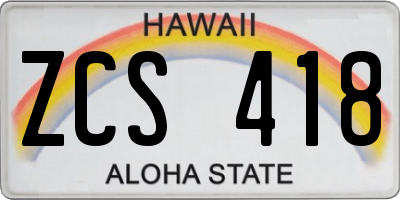 HI license plate ZCS418