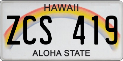 HI license plate ZCS419