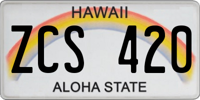 HI license plate ZCS420