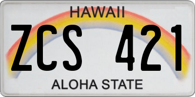 HI license plate ZCS421