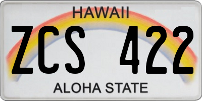 HI license plate ZCS422