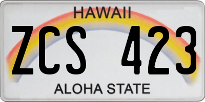 HI license plate ZCS423
