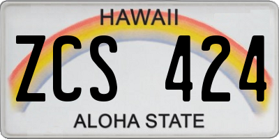 HI license plate ZCS424