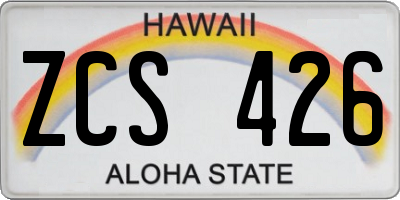 HI license plate ZCS426