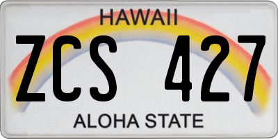 HI license plate ZCS427