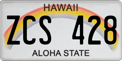 HI license plate ZCS428