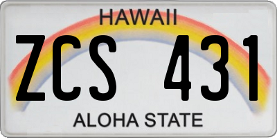 HI license plate ZCS431