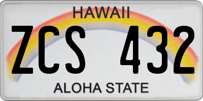 HI license plate ZCS432
