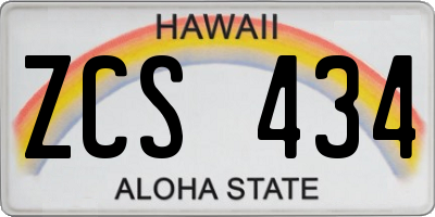 HI license plate ZCS434