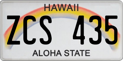HI license plate ZCS435