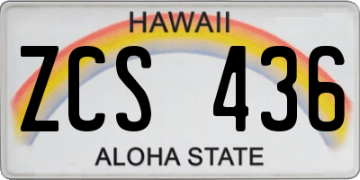 HI license plate ZCS436