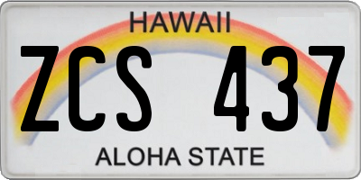 HI license plate ZCS437