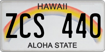 HI license plate ZCS440