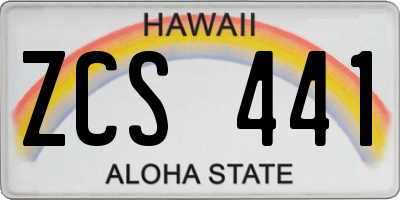 HI license plate ZCS441