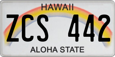 HI license plate ZCS442