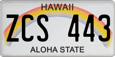 HI license plate ZCS443