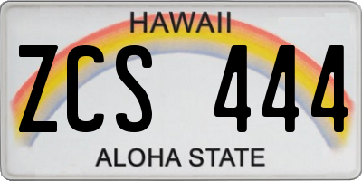 HI license plate ZCS444