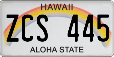 HI license plate ZCS445