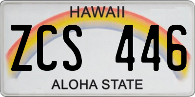 HI license plate ZCS446