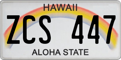 HI license plate ZCS447
