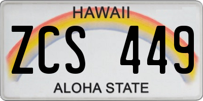 HI license plate ZCS449