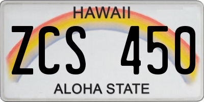 HI license plate ZCS450