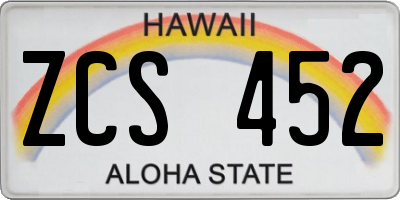 HI license plate ZCS452