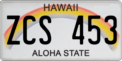 HI license plate ZCS453