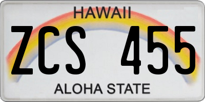 HI license plate ZCS455