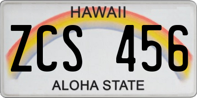 HI license plate ZCS456
