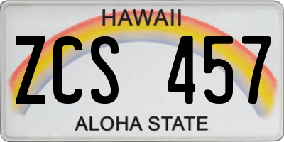 HI license plate ZCS457