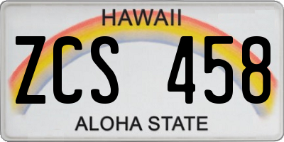HI license plate ZCS458