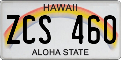 HI license plate ZCS460