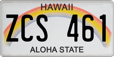 HI license plate ZCS461