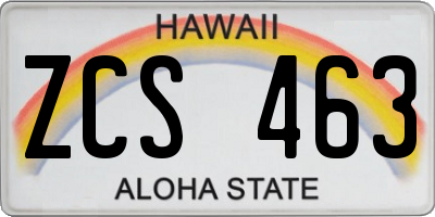 HI license plate ZCS463