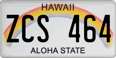 HI license plate ZCS464