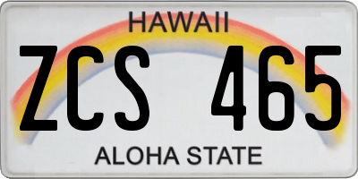HI license plate ZCS465