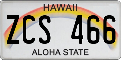 HI license plate ZCS466