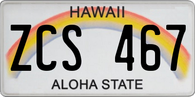 HI license plate ZCS467
