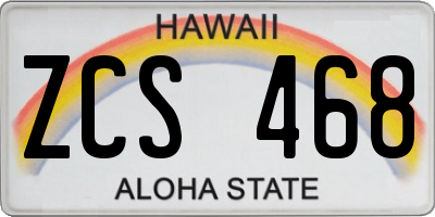 HI license plate ZCS468