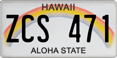 HI license plate ZCS471