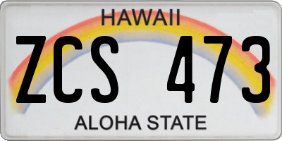 HI license plate ZCS473
