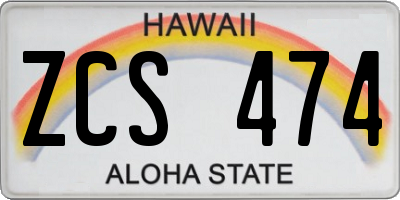 HI license plate ZCS474